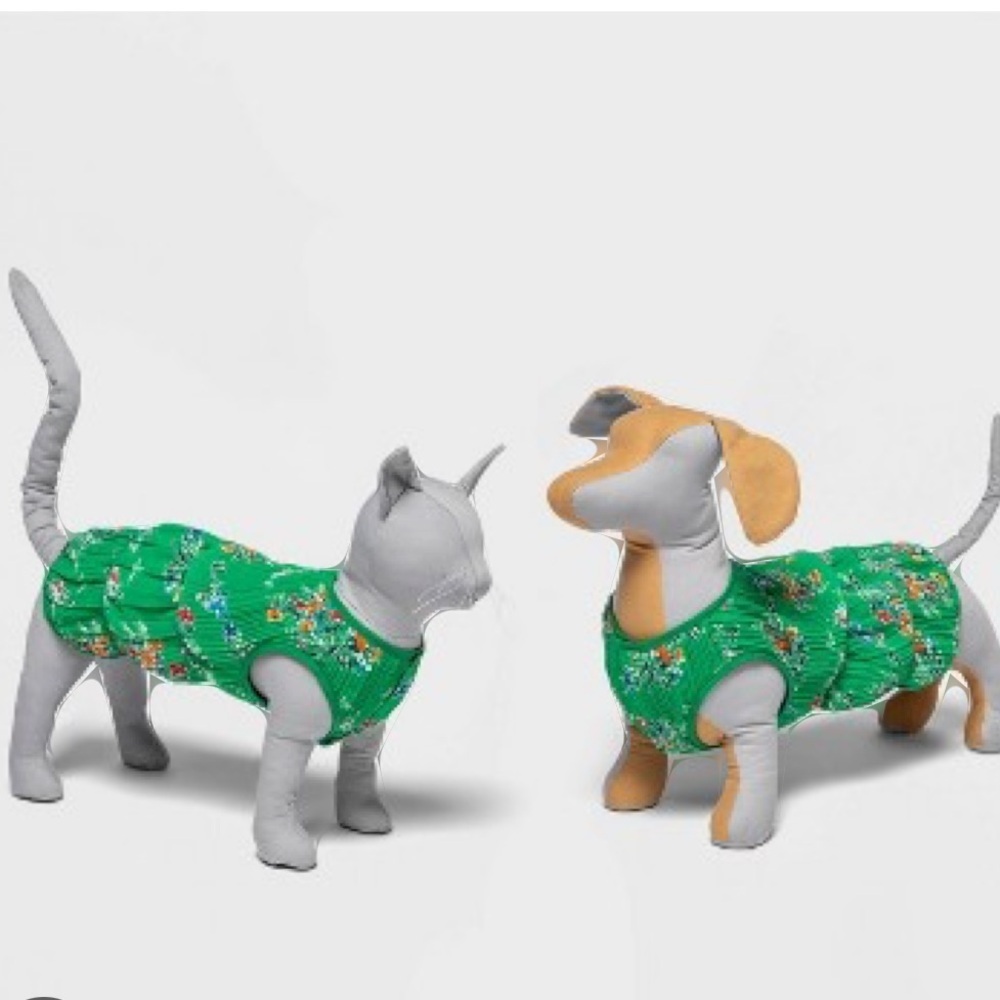 Boots & Barkley dog cat green floral dress size Medium